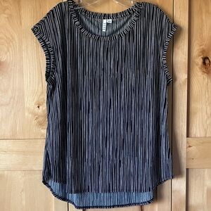 Elle Black and White Vertical Stripe Tank Top